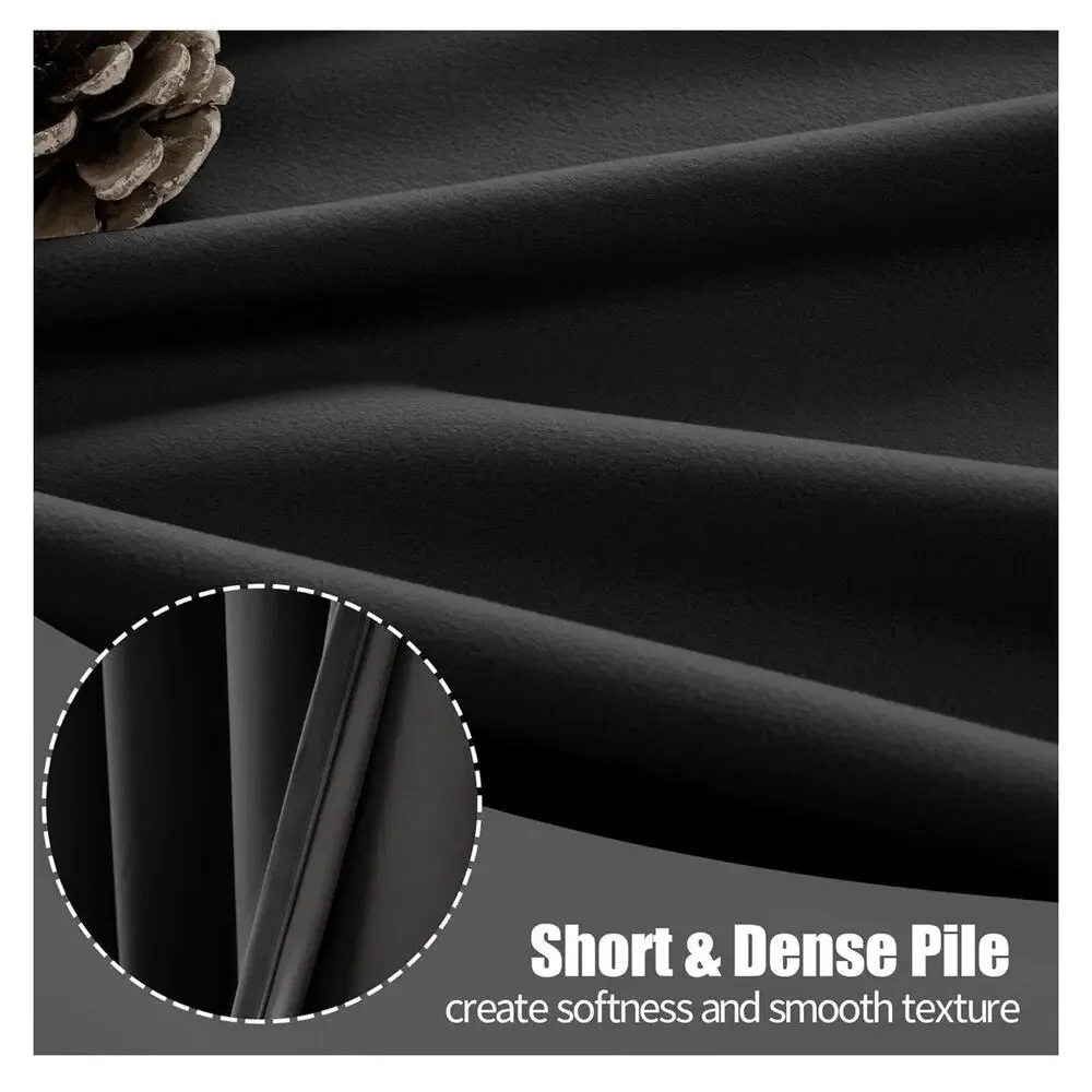 Velvet Black Out Curtains for Bedroom, Grommet Thermal Insulated 4 Panels 52x63”